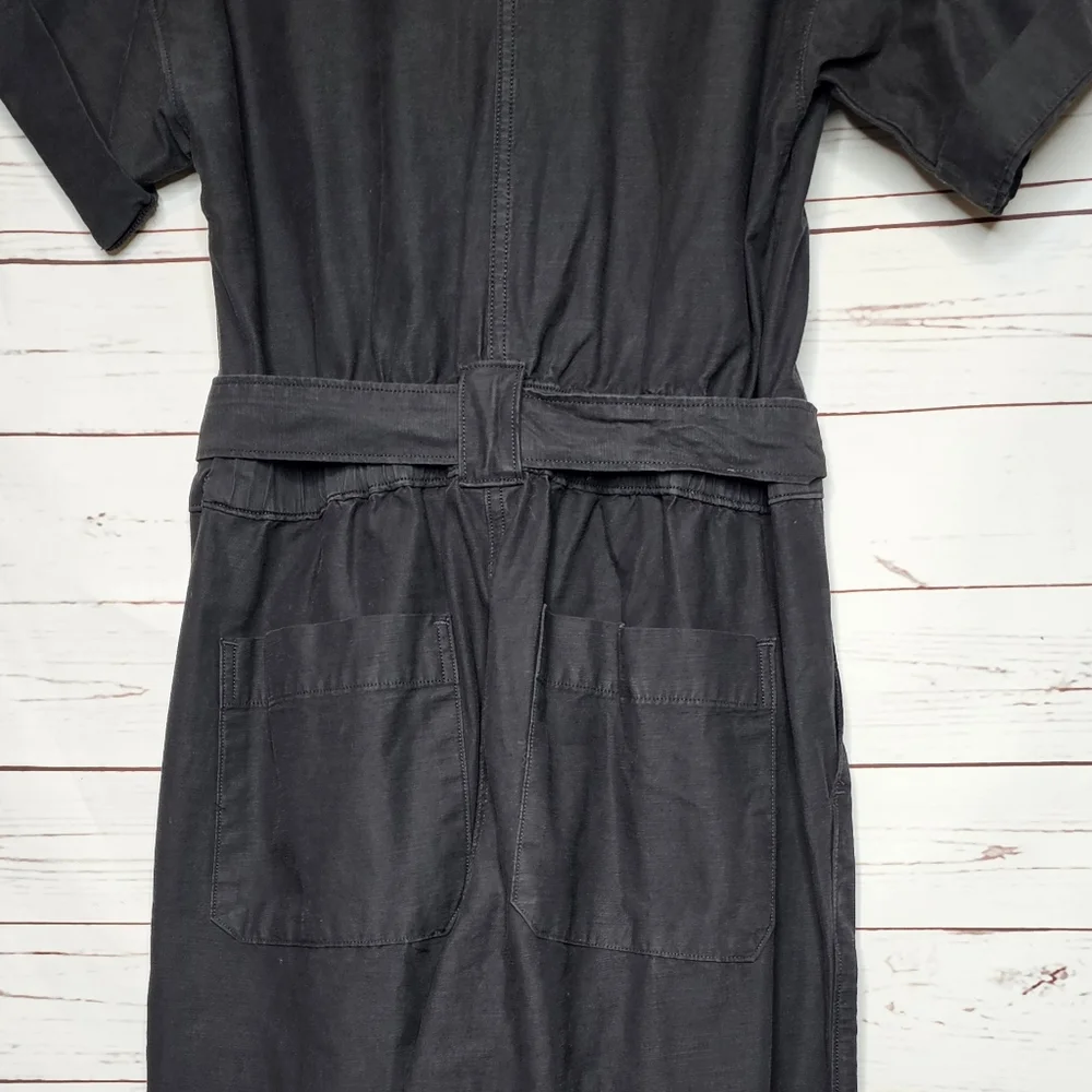 Everlane The Fatigue Black Short Sleeve Jumpsuit with Belt